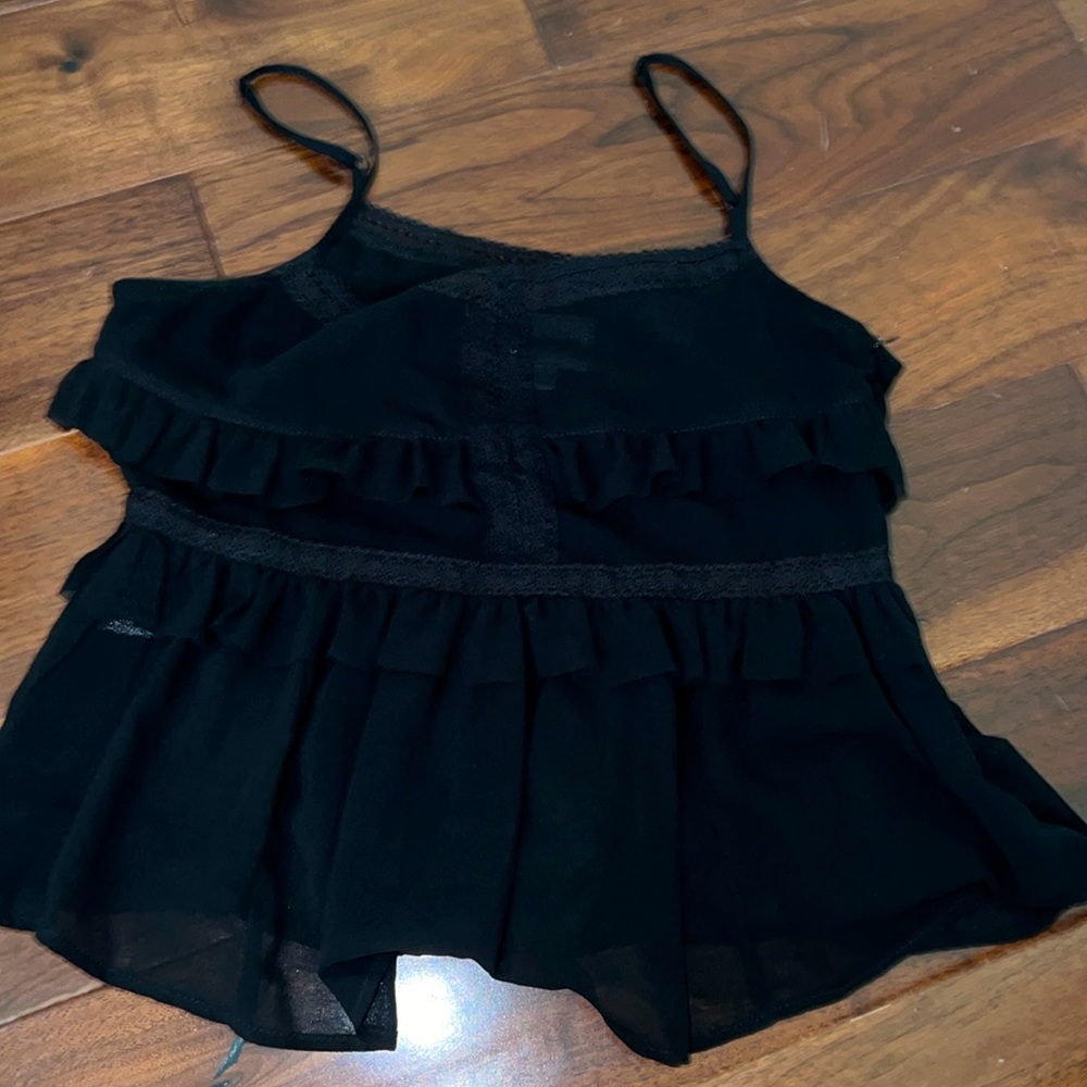 Ruffle Black Top